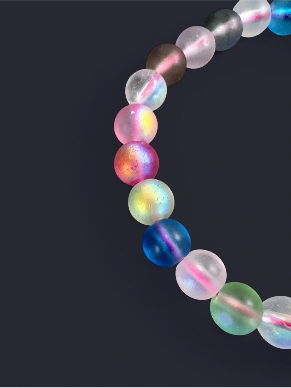 Rainbow Iridescent Glass Bead Bracelet